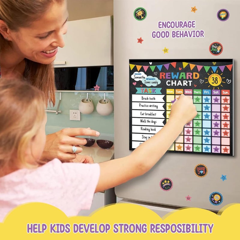KEASKELL Reward Chart for Kids,Magnetic Behavior Chore Chart for Kids at Home,26 Black Chore Charts,1960 Star Stickers,56 Reward Stickers,Incentive Chore Chart to Develop Responsibility and Good Habits - Image 5